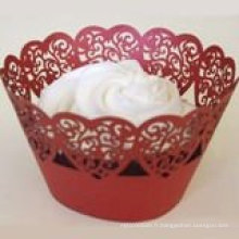 Dernières fournitures de noce &quot;feuilles de coeur&quot; filigrane Cupcake papier d&#39;emballage décoration pour la vente en gros et au détail